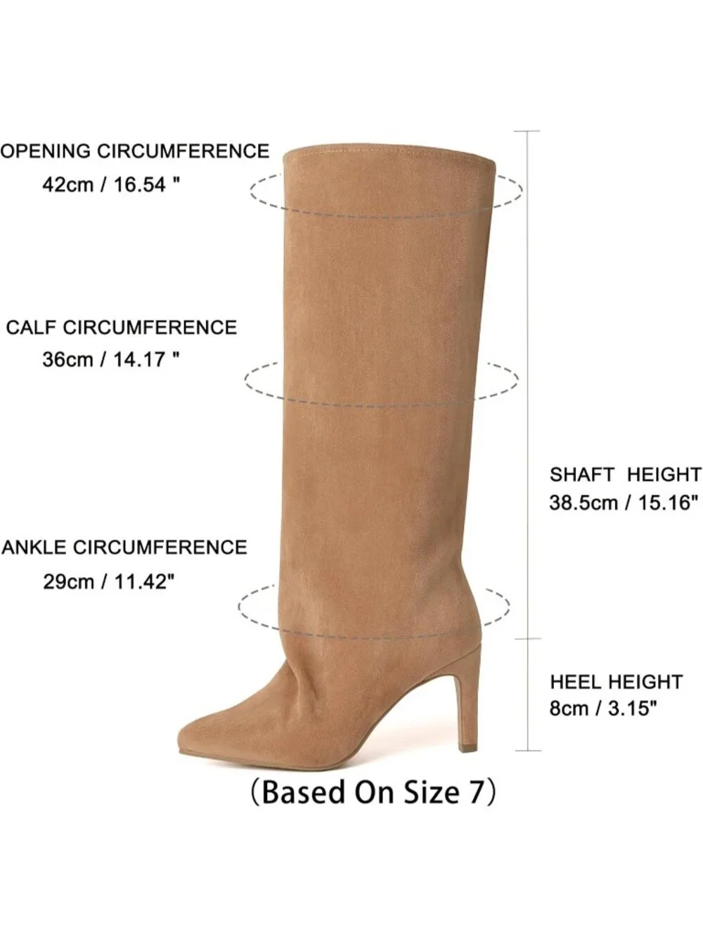 Women Nude Suede Slouchy Pointed Toe Faux Leather Side Zipper Over The Knee Boot